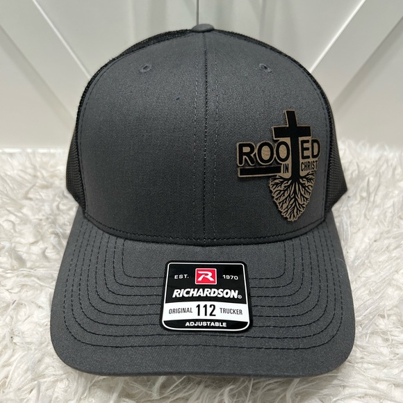 Laser engraved. Rooted in Christ, Richardson 112 trucker hat. - Picture 2 of 2
